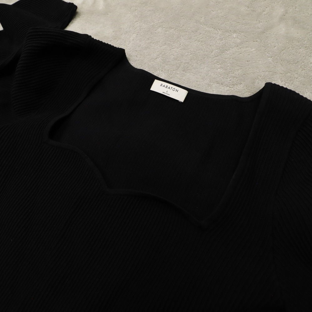 Babaton Aritizia Black Ribbed Long Sleeve Shirt size Large Squareneck
Sweetheart - Picture 4 of 9